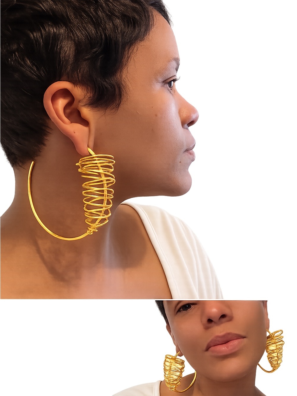 Gold Hoop Spiral Khoi Earrings